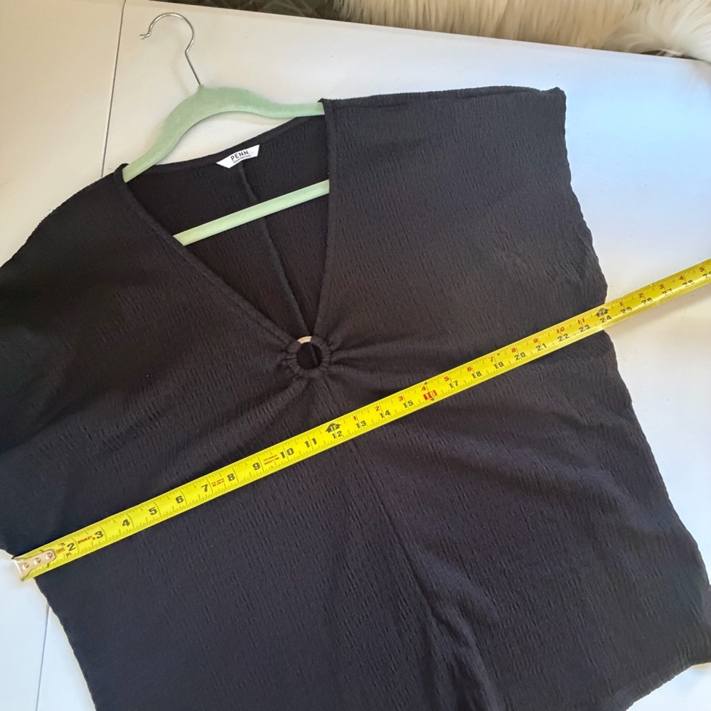 Penningtons Black Short Sleeve Stretch Blouse Top Size 2X Office Summer Basic - Picture 7 of 9